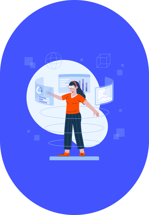 Illustration of a person learning with software