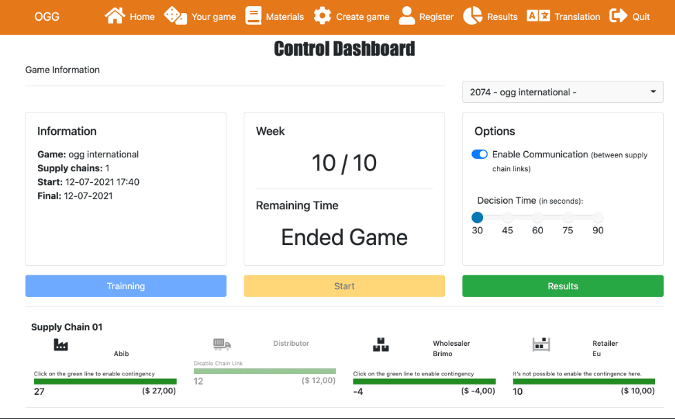 Instructor control dashboard